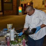 Preparing food Saturday night.